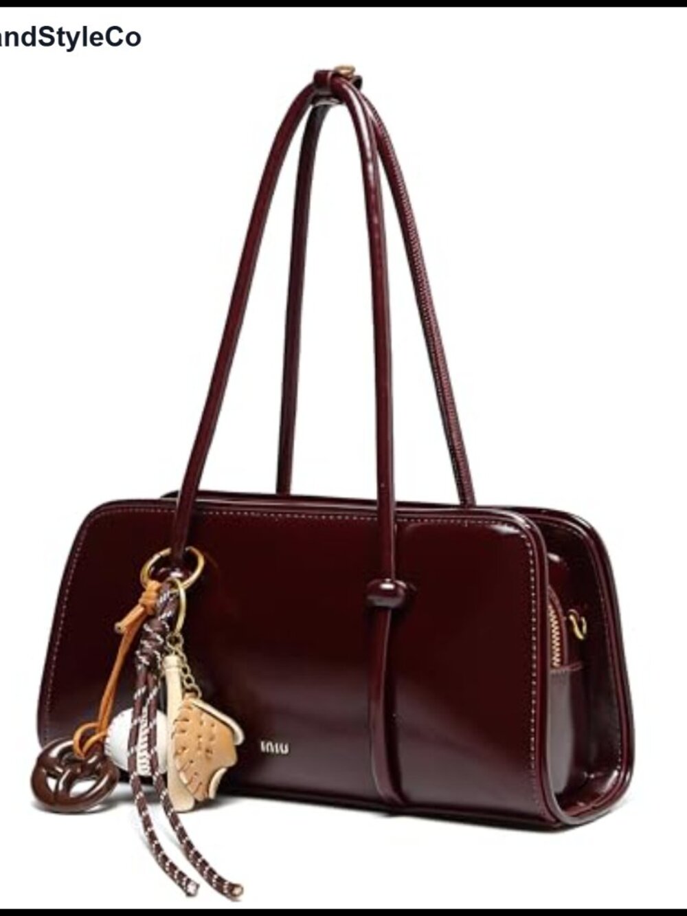 Faux Leather Crossbody Bag Detachable Strap Multi Pocket Satchel Top Handle